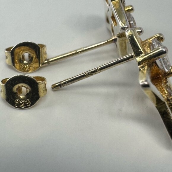 Celestial Gold and Silver Star Moon Earrings - Picture 9 of 11